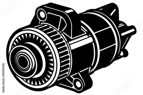 starter motor vector silhouette, starter motor vector symbol black isolated on white background