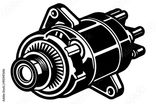 starter motor vector silhouette, starter motor vector symbol black isolated on white background