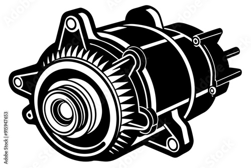 starter motor silhouette, starter motor vector illustration