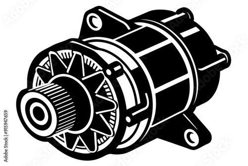 starter motor vector silhouette, starter motor vector symbol black isolated on white background