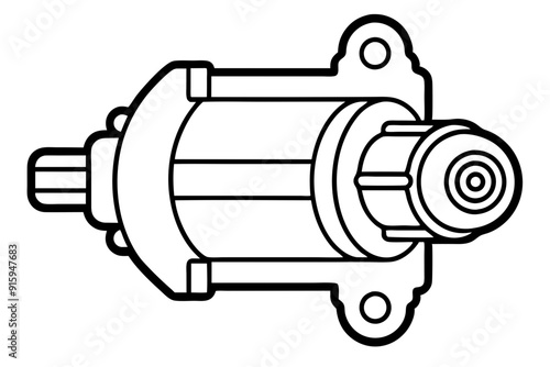 starter motor vector silhouette, starter motor vector symbol black isolated on white background