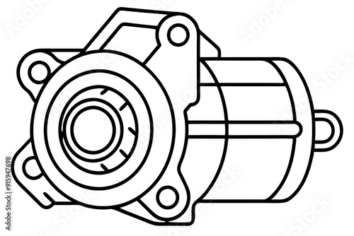 starter motor silhouette, starter motor vector illustration