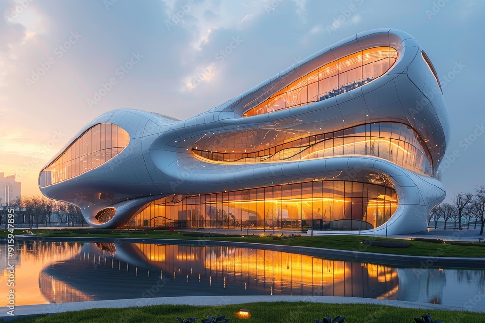 White building, architecture of the future. Generative AI White building, architecture of the future. Generative AI