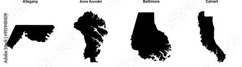 Allegany, Anne Arundel, Baltimore, Calvert outline maps