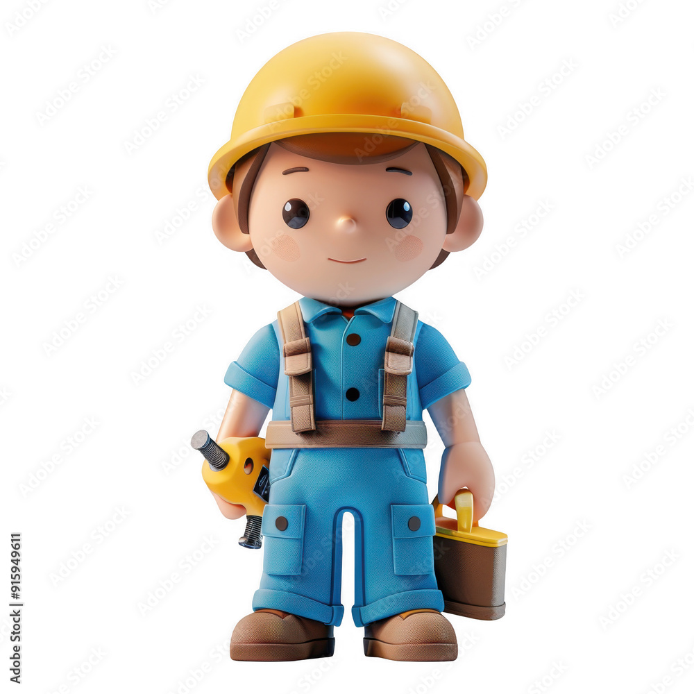 3D Render Cute Cartoon Construction Worker Character Holding Drill and Toolbox PNG Set on Transparent Background with Alpha Channel for Labor Day and Construction Projects 3D Render Cute Cartoon Construction Worker Character Holding Drill and Toolbox PNG Set on Transparent Background with Alpha Channel for Labor Day and Construction Projects
