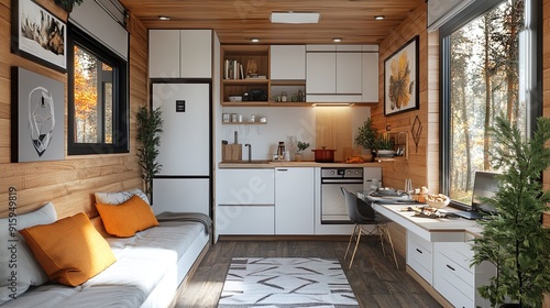 Sophisticated tiny home interior featuring modern and stylish decor picture photo