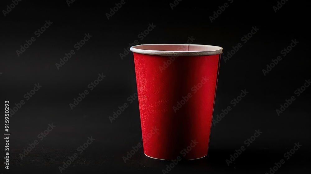 A brown paper cup with a white rim sits on a black surface. A brown paper cup with a white rim sits on a black surface.