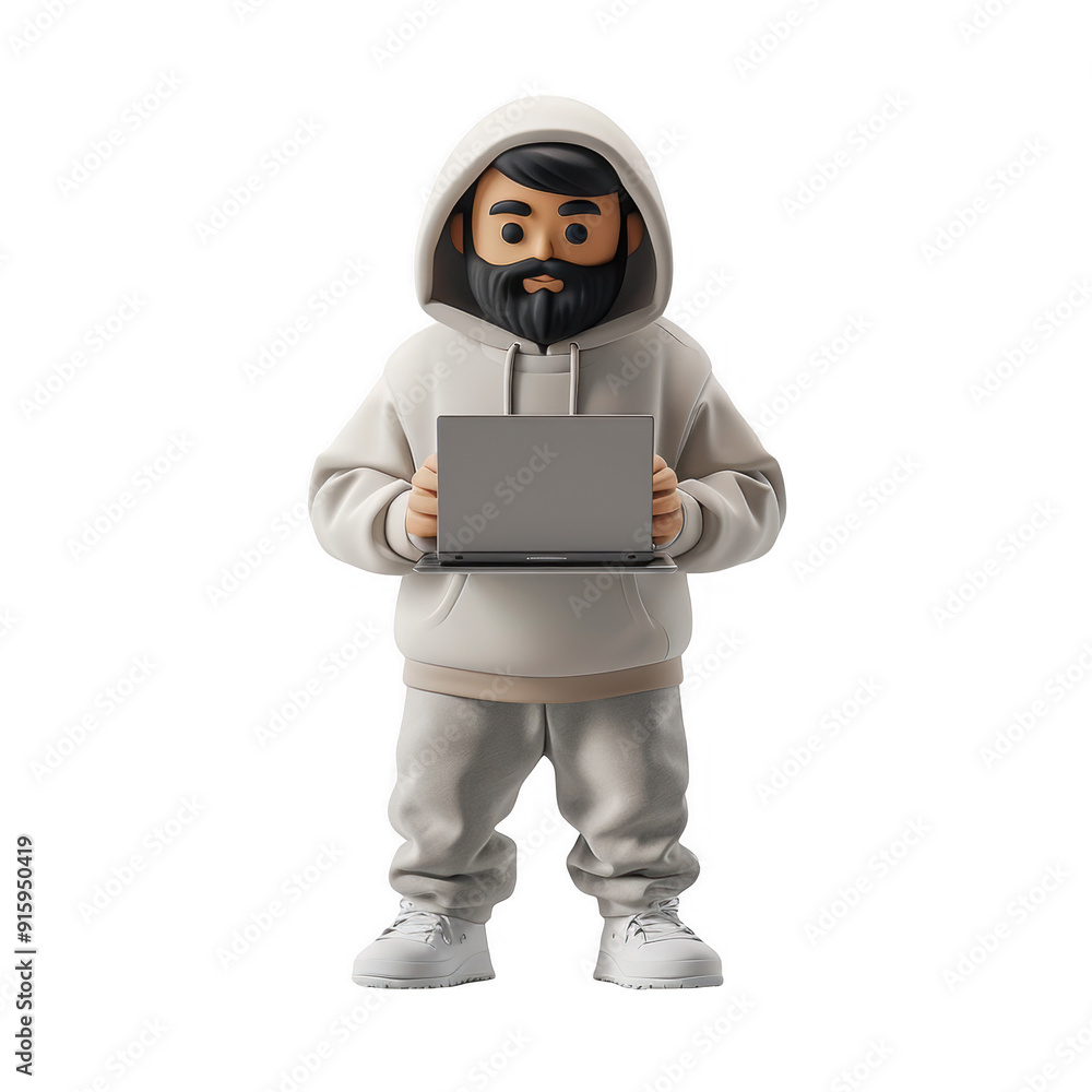 3D Cartoon Character Man in a Hoodie Holding a Laptop PNG Illustration on Transparent Background for Design Projects, Websites, and Social Media Posts - Instant Download High-Quality Image 3D Cartoon Character Man in a Hoodie Holding a Laptop PNG Illustration on Transparent Background for Design Projects, Websites, and Social Media Posts - Instant Download High-Quality Image