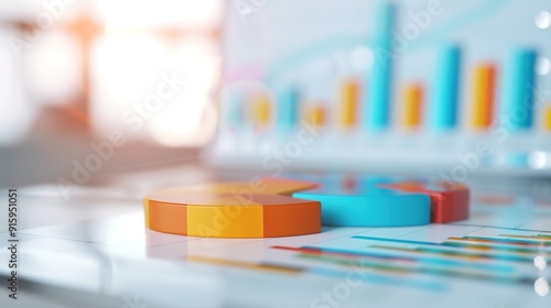 Analyzing Quarterly Earnings Growth with Pie Charts and Bar Graphs in Modern Workspace Setting