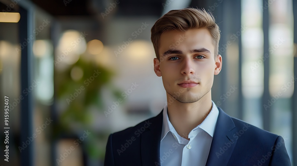 photography of a young entrepreneur with a determined expression, the portrait image reflecting his ambition and drive to succeed in the business world, blurred office as background photography of a young entrepreneur with a determined expression, the portrait image reflecting his ambition and drive to succeed in the business world, blurred office as background