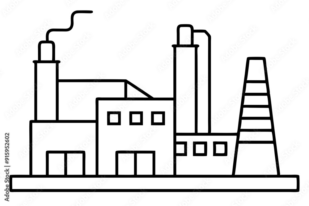 Factory building silhouette vector illustration, factory icon, environmental pollution
Factory building silhouette vector illustration, factory icon, environmental pollution