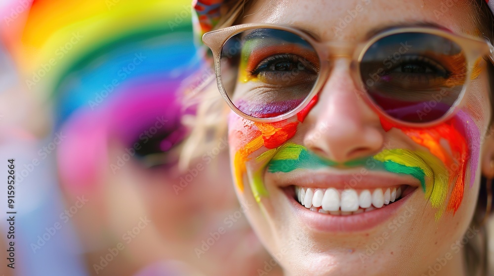 Celebrating Diversity: Rainbow Face Paint Adorns Participants at a Lesbian Support Festival Celebrating Diversity: Rainbow Face Paint Adorns Participants at a Lesbian Support Festival