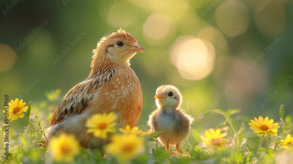 chick with its mother,generative ai chick with its mother,generative ai