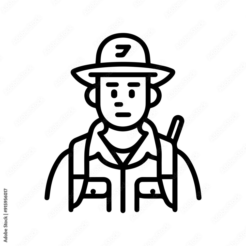 Archeologist icon or modern line symbol. Vector line art and icon design with bold outline. Black and white Pixel Perfect minimalistic symbol isolated white background. Silhouette simple thin sign Archeologist icon or modern line symbol. Vector line art and icon design with bold outline. Black and white Pixel Perfect minimalistic symbol isolated white background. Silhouette simple thin sign
