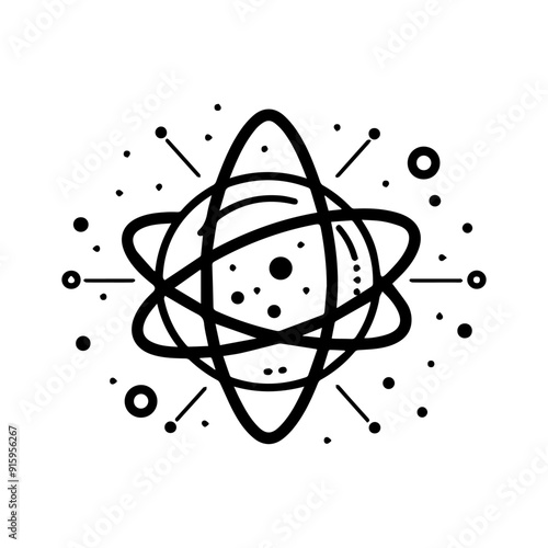 Physics icon or modern line symbol. Vector line art and icon design with bold outline. Black and white Pixel Perfect minimalistic symbol isolated white background. Silhouette simple thin sign