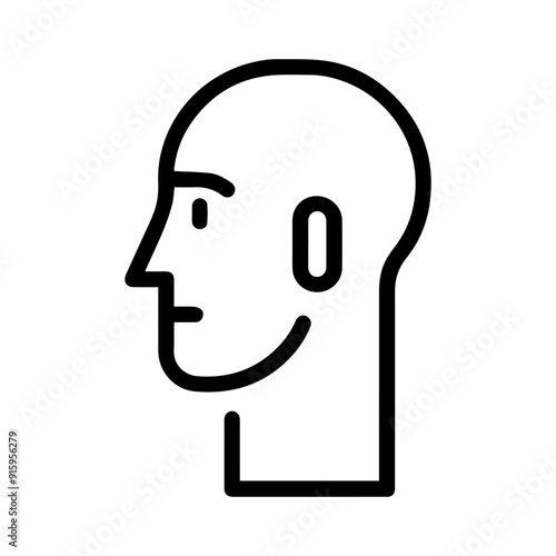 Head icon or modern line symbol. Vector line art and icon design with bold outline. Black and white Pixel Perfect minimalistic symbol isolated white background. Silhouette simple thin sign