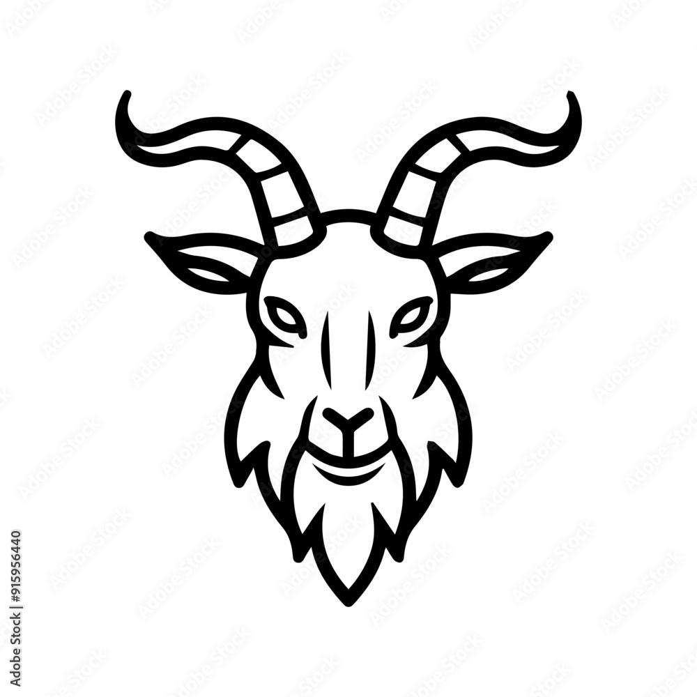 goat icon or modern line symbol. Vector line art and icon design with bold outline. Black and white Pixel Perfect minimalistic symbol isolated white background. Silhouette simple thin sign goat icon or modern line symbol. Vector line art and icon design with bold outline. Black and white Pixel Perfect minimalistic symbol isolated white background. Silhouette simple thin sign