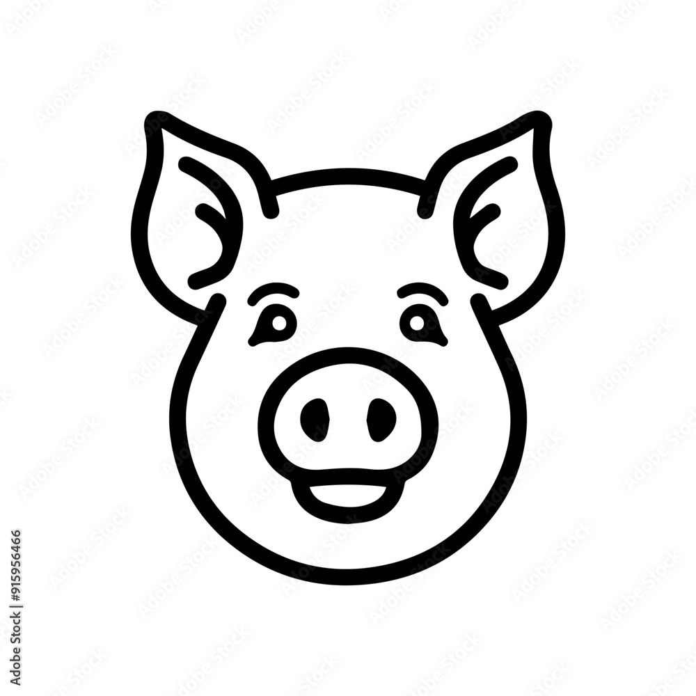 pig icon or modern line symbol. Vector line art and icon design with bold outline. Black and white Pixel Perfect minimalistic symbol isolated white background. Silhouette simple thin sign pig icon or modern line symbol. Vector line art and icon design with bold outline. Black and white Pixel Perfect minimalistic symbol isolated white background. Silhouette simple thin sign