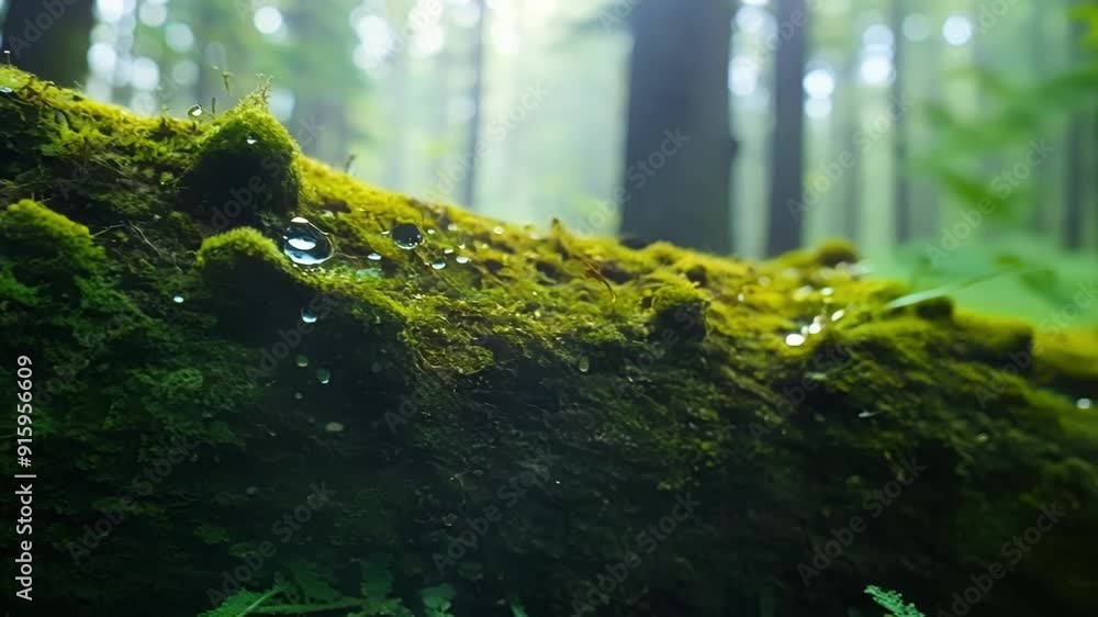 A closeup of a fallen tree trunk completely blanketed in a thick layer of vibrant green moss. A closeup of a fallen tree trunk completely blanketed in a thick layer of vibrant green moss.