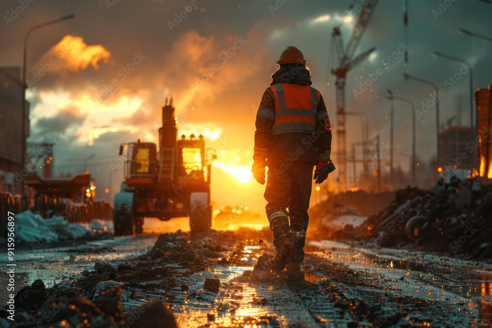Engineers and worker are working on road construction.generative ai Engineers and worker are working on road construction.generative ai