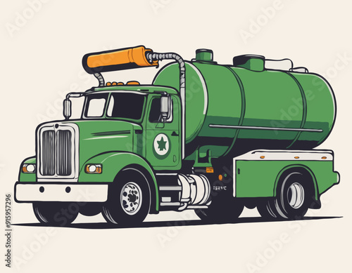 Septic Tank Vaccum Service Truck illustration Vector