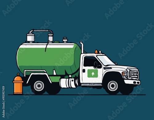 Septic Tank Vaccum Service Truck illustration Vector