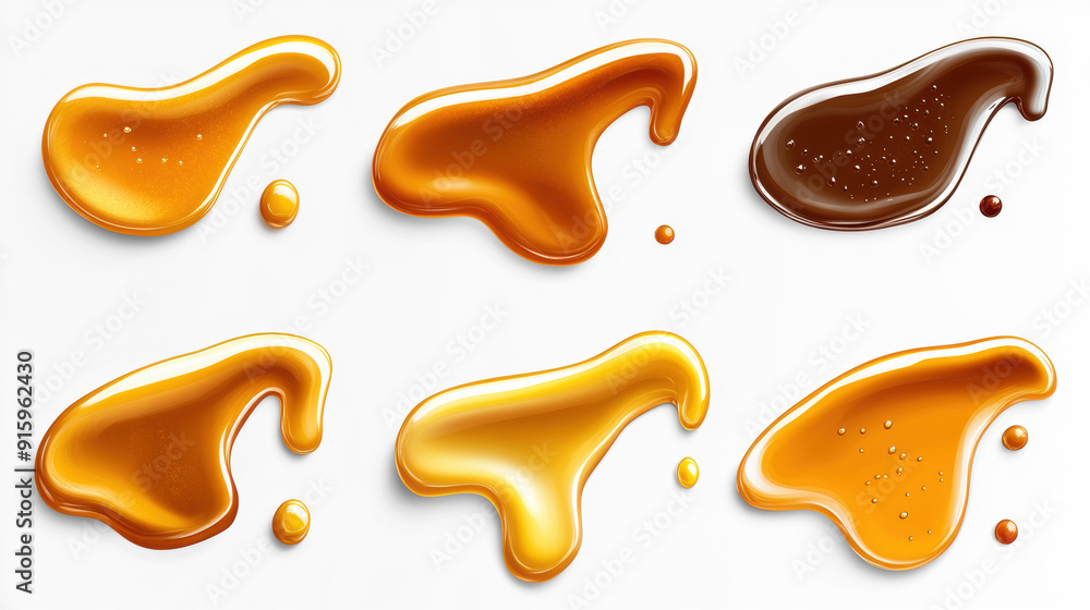 Honey droplets and splashes on transparent background Honey droplets and splashes on transparent background