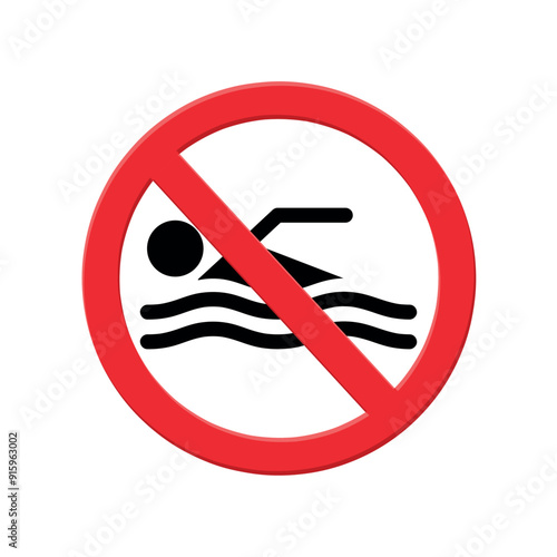 no swimming sign, forbidden circle, black swimmer icon with red crossed out circle vector image, baden verboten
