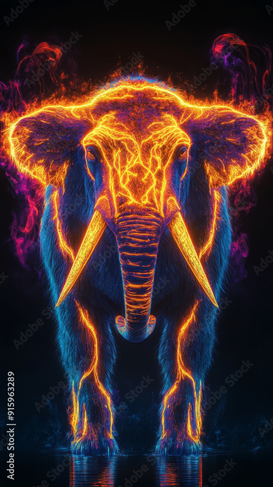 brown gold neon mammut.generative ai brown gold neon mammut.generative ai