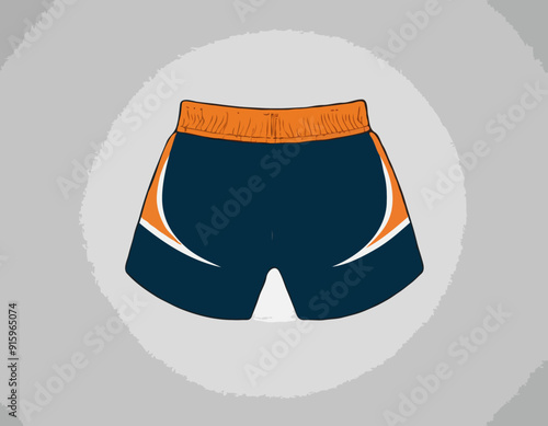 Running Shorts jersey design flat sketch vector illustration. Boxing shorts concept with front and back view for Soccer, basketball, Volleyball, Rugby, badminton active wear shorts design.
