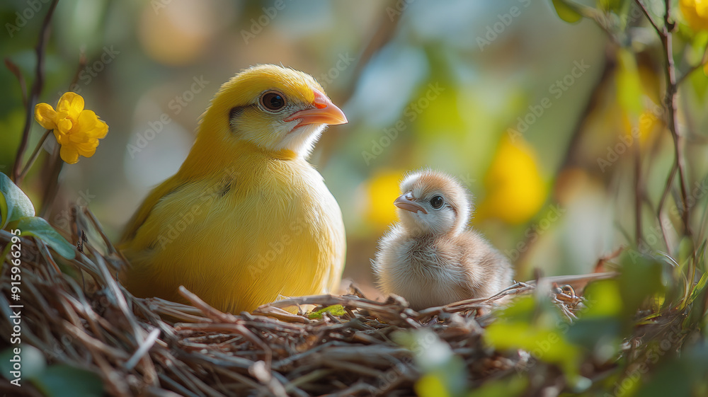 chick with its mother,generative ai chick with its mother,generative ai