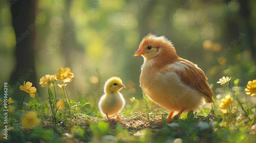 chick with its mother,generative ai chick with its mother,generative ai