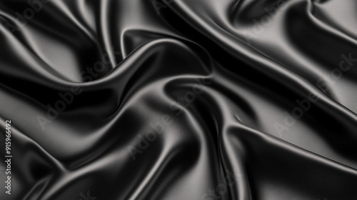 Black fabric texture with chaotic pattern, highlighting depth and contrast. Ideal for backgrounds or abstract designs, evoking a sense of mystery and complexity