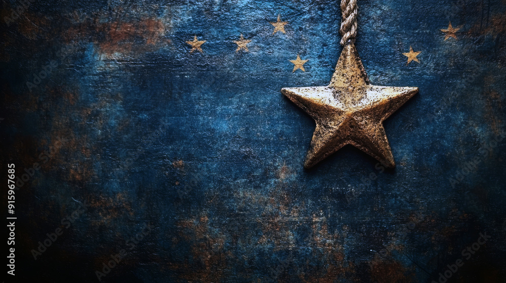 Rustic star ornament on a dark, textured background. Perfect for vintage-themed projects and holiday designs. Rustic star ornament on a dark, textured background. Perfect for vintage-themed projects and holiday designs.
