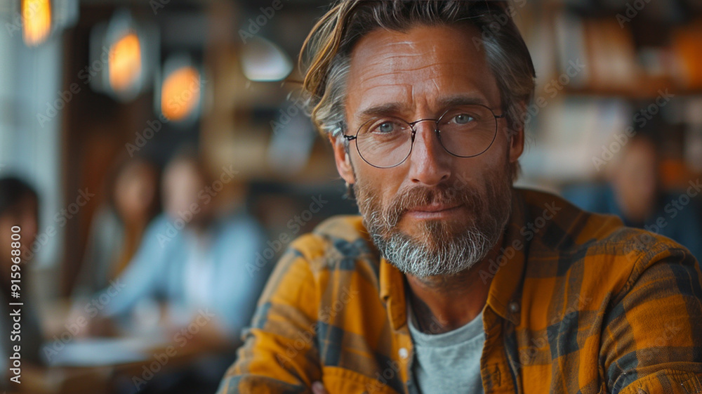 a middle aged man running a workshop or presentation to a group of people,generative ai a middle aged man running a workshop or presentation to a group of people,generative ai