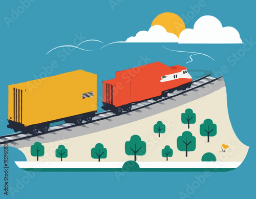 Logistician planning route for train delivery. Railway shipment transport, cargo freight logistics stock illustration
