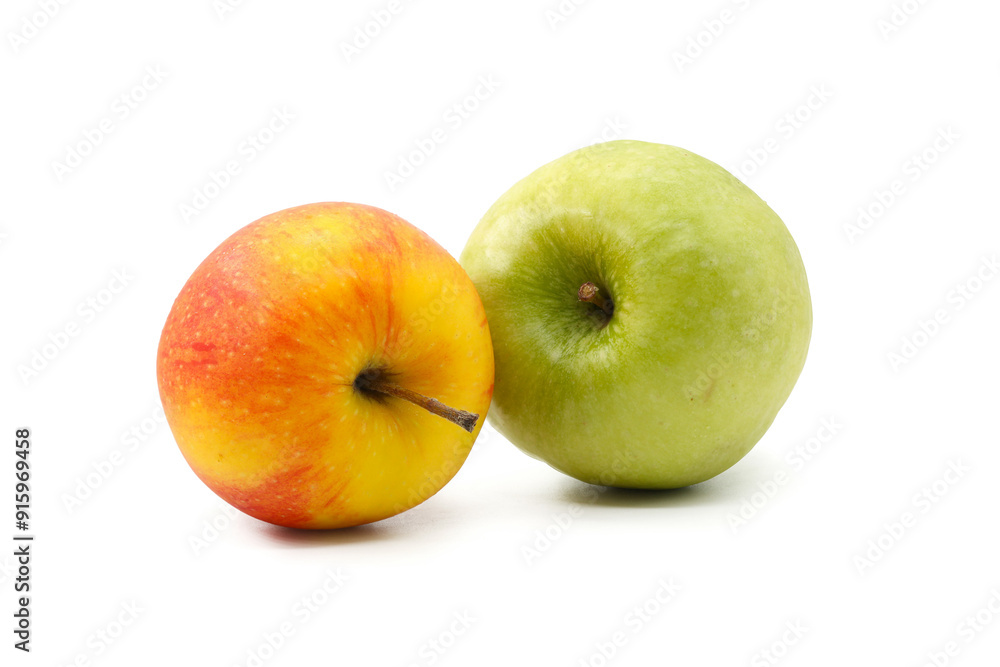 red and green apples white background red and green apples white background