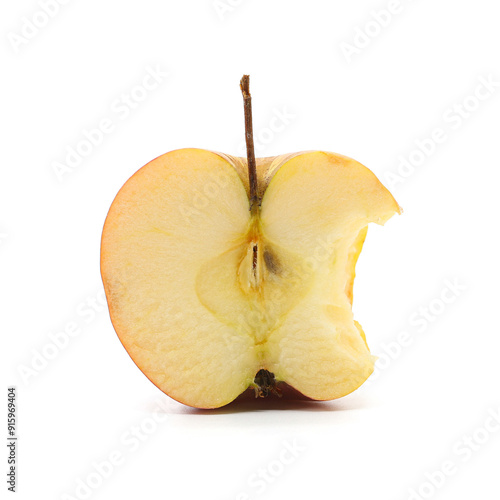 half cut apple bite white background