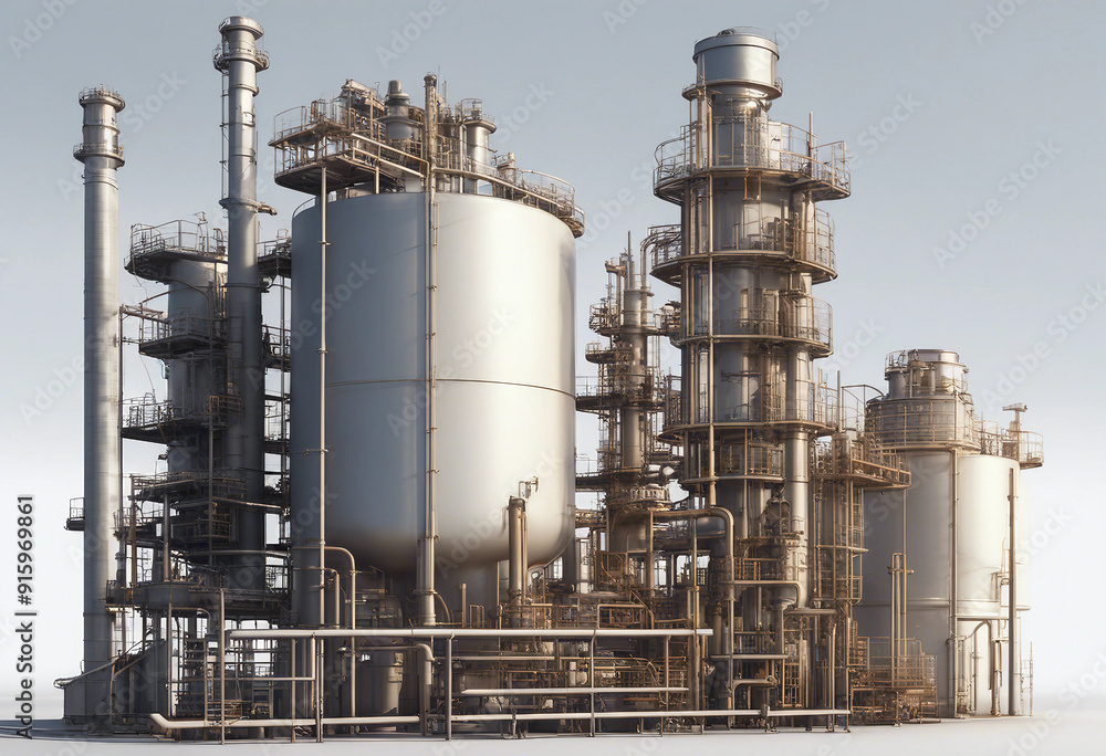 3D Oil and gas industrial Oil refinery plant form industry Refinery factory oil storage tank and pip 3D Oil and gas industrial Oil refinery plant form industry Refinery factory oil storage tank and pip