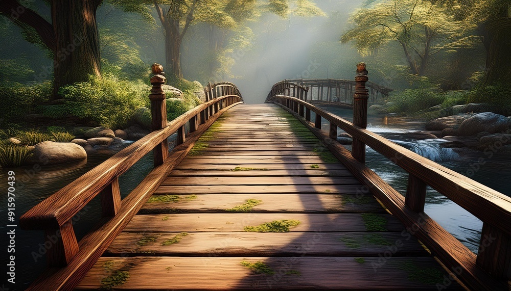 Fototapeta premium wooden bridge over the river