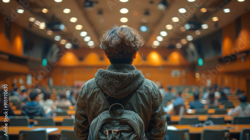American university lecturer giving a lecture in the classroom.generative ai