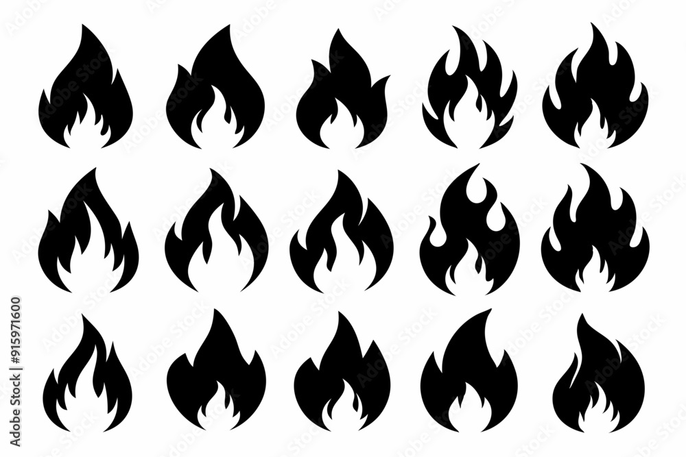 Fire icon vector set, Fire flame icons bundle Fire icon vector set, Fire flame icons bundle