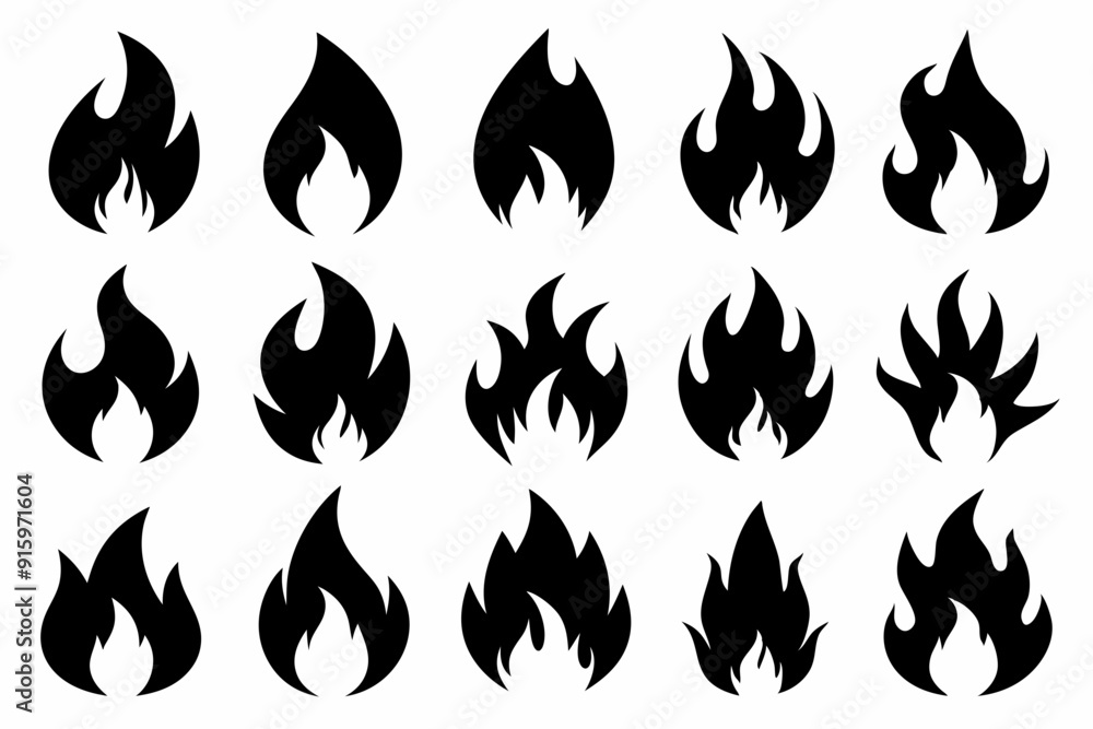 Fire icon vector set, Fire flame icons bundle Fire icon vector set, Fire flame icons bundle