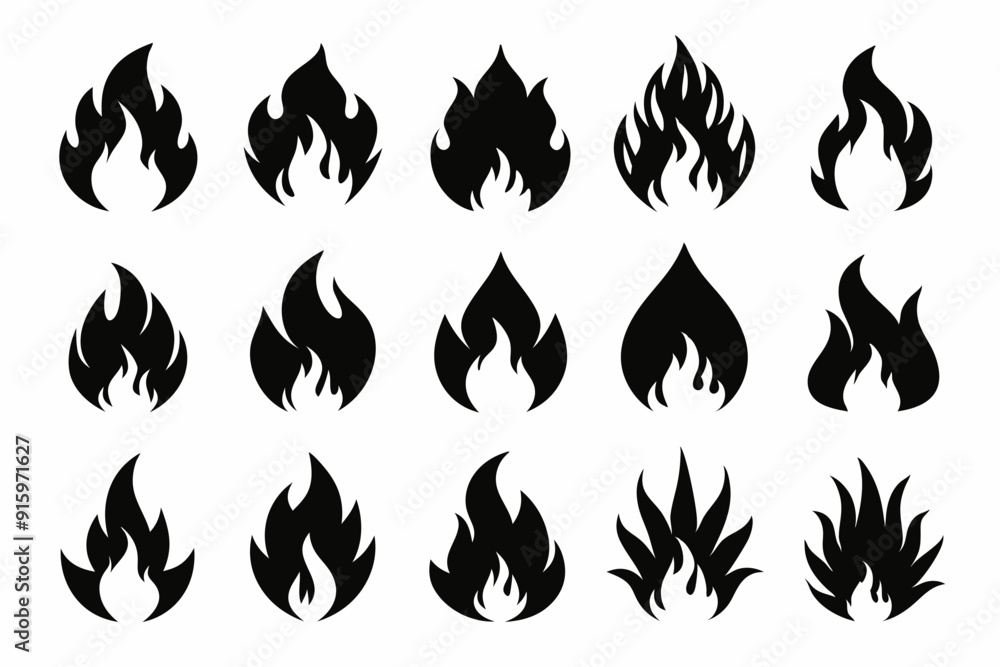 Fire icon vector set, Fire flame icons bundle Fire icon vector set, Fire flame icons bundle