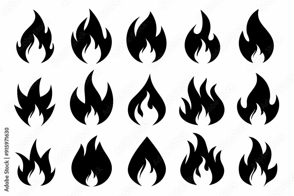 Fire icon vector set, Fire flame icons bundle Fire icon vector set, Fire flame icons bundle