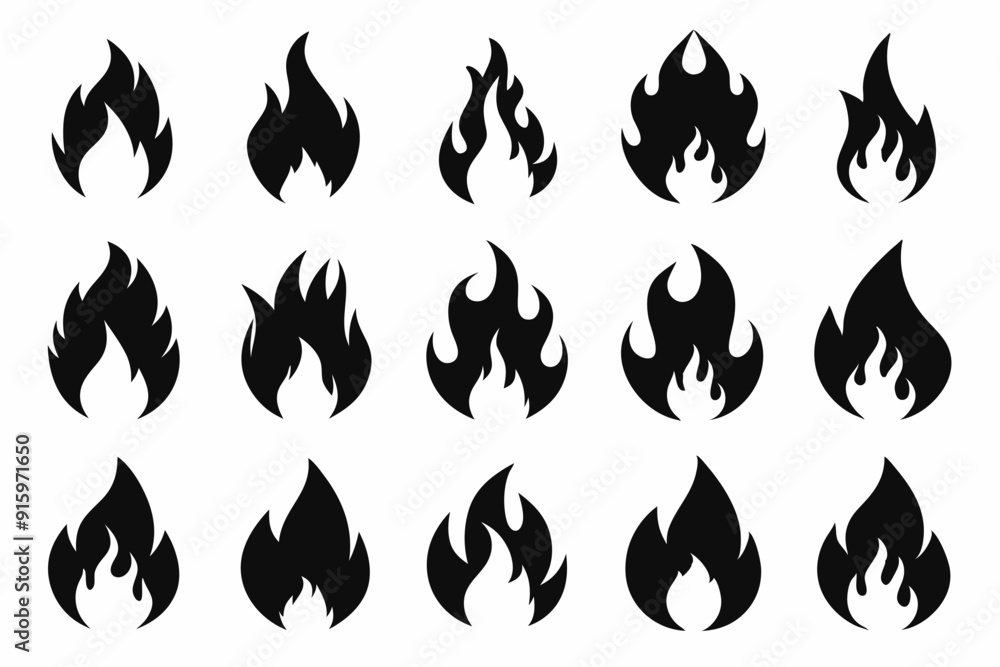 Fire icon vector set, Fire flame icons bundle Fire icon vector set, Fire flame icons bundle