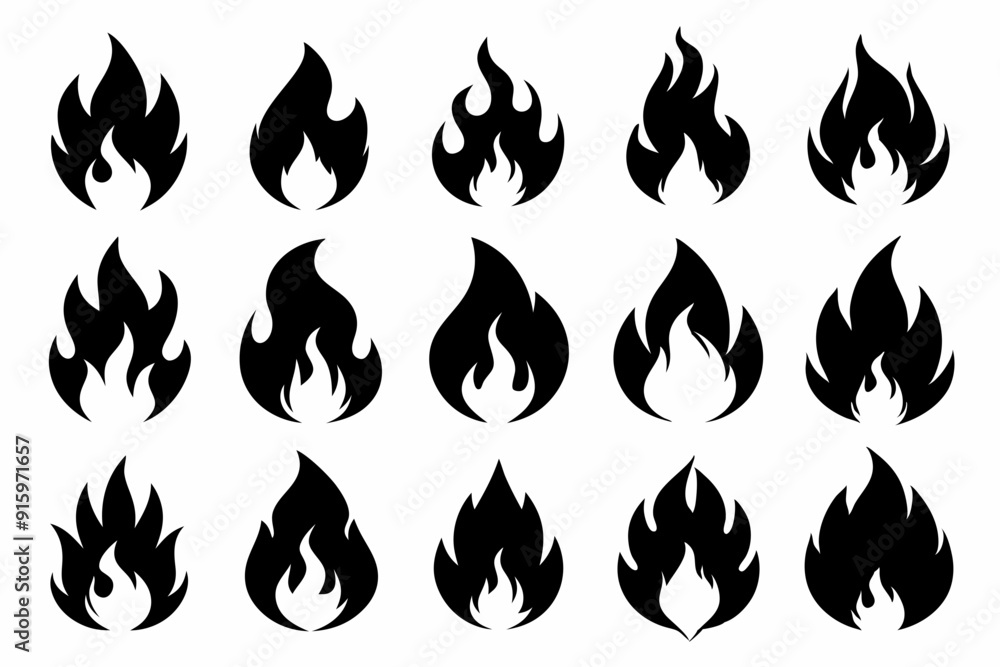 Fire icon vector set, Fire flame icons bundle Fire icon vector set, Fire flame icons bundle