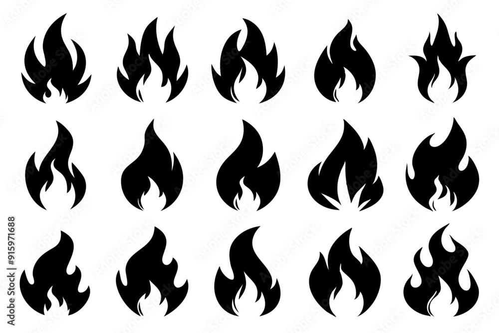 Fire icon vector set, Fire flame icons bundle Fire icon vector set, Fire flame icons bundle