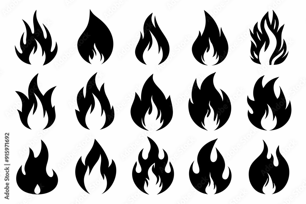 Fire icon vector set, Fire flame icons bundle Fire icon vector set, Fire flame icons bundle