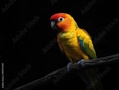 parrot isolated on black background photo